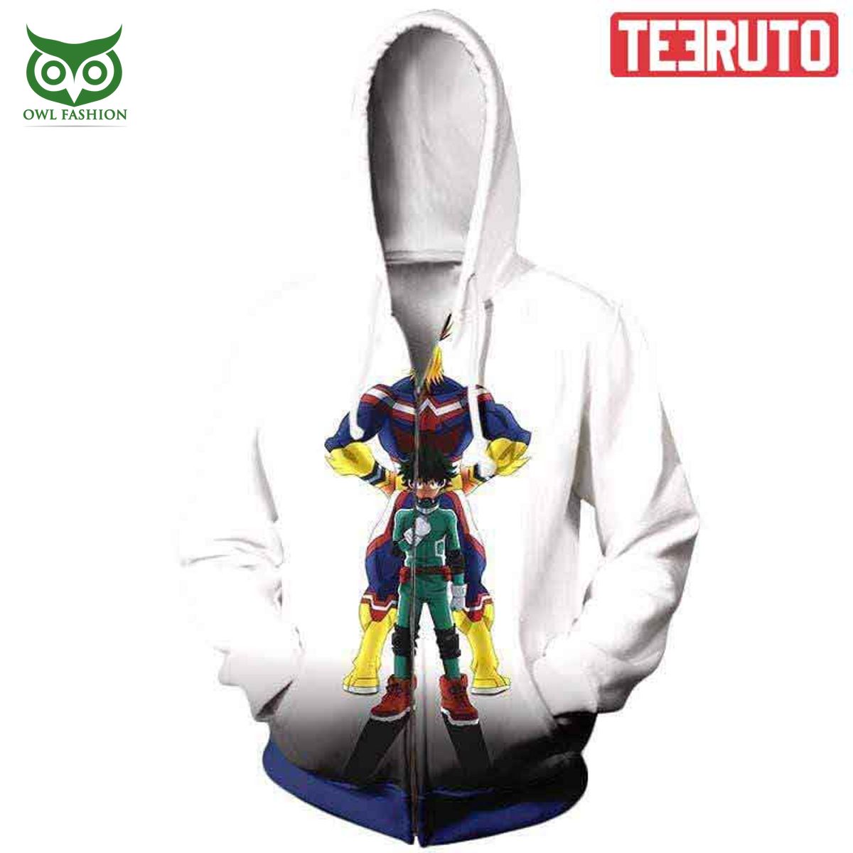 Izuku Midoriya And All Might My Hero Academia Anime Zip Up 3D Hoodie