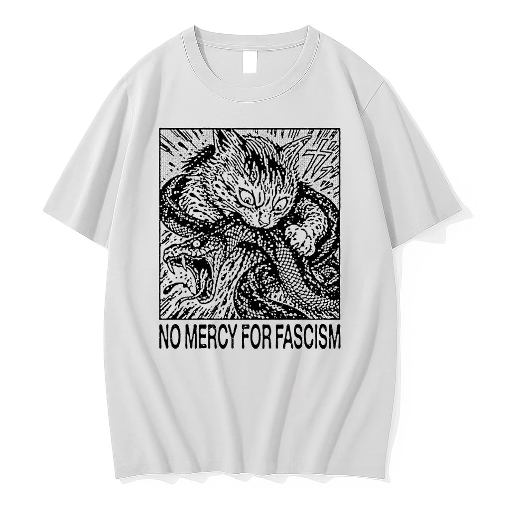 Jcjzmkdm No Mercy For Fascism Cat Fighting Snake Tshirts Sweater