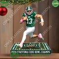 Jackson Paveletzke 13 Ohio Bobcats StafDNA Cure Bowl Champs Plastic ornament