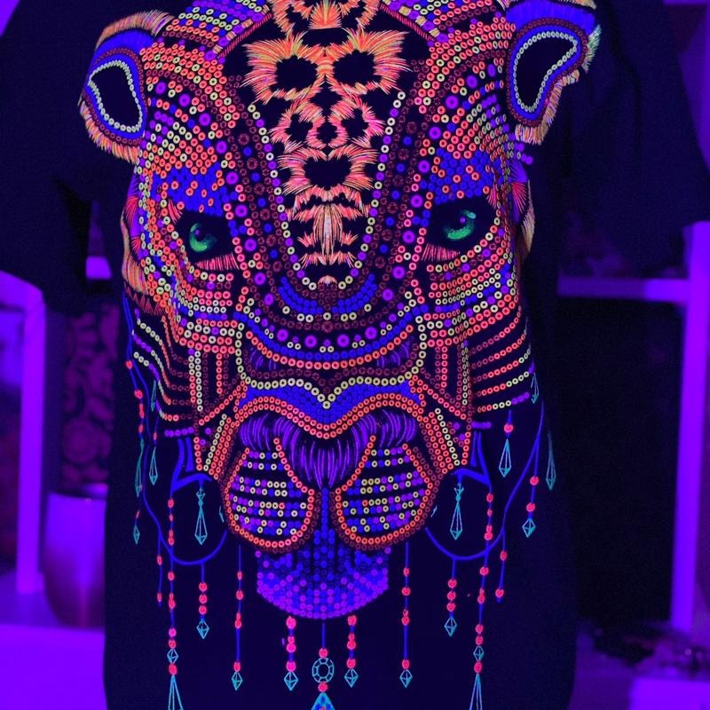 jaguar  huichol T-shirt Black Cotton Casual Hoodie, Sweatshirt | RetroVerseTees.com