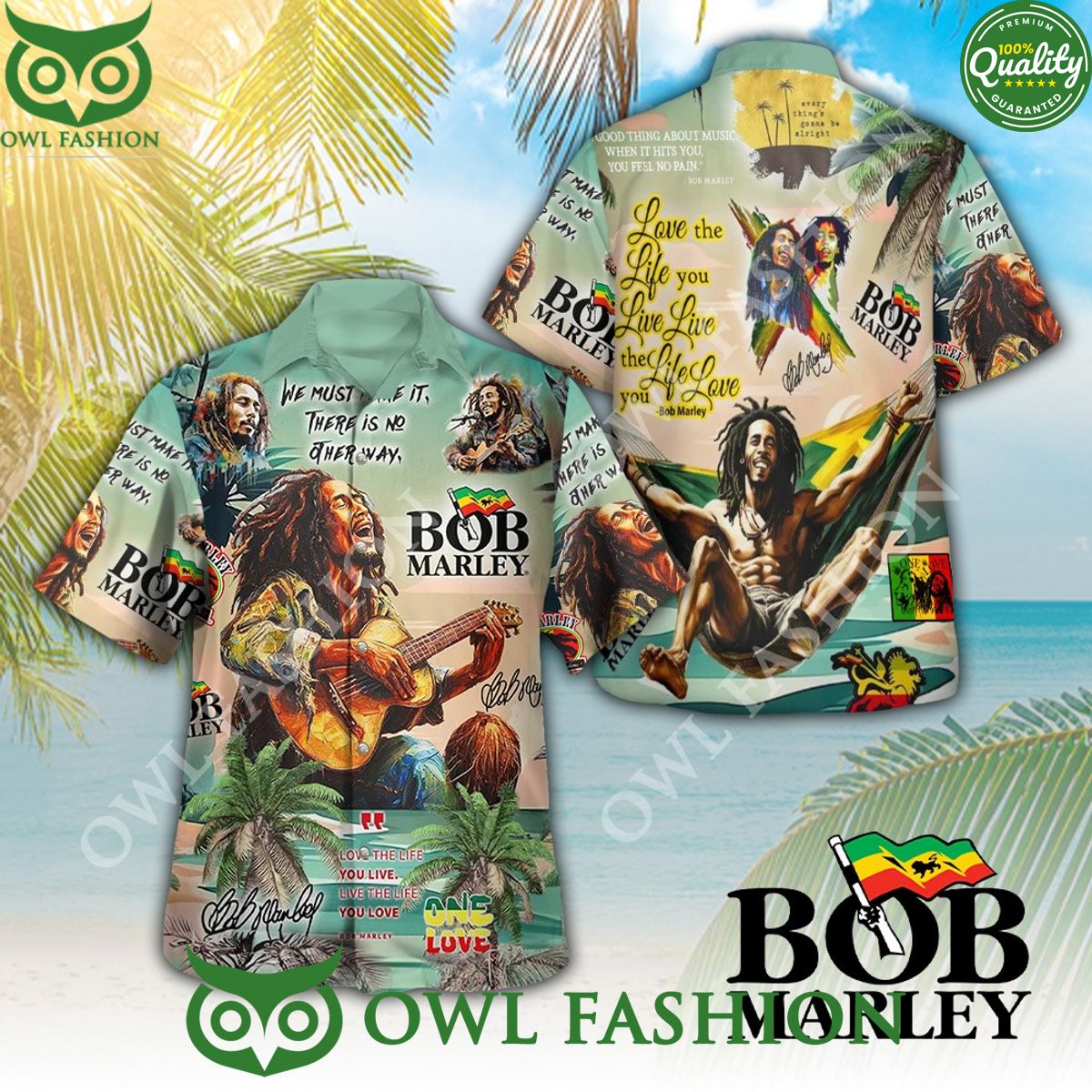 Jamaican singer and guitarist Bob Marley one love Love the life you live hawaiian shirt