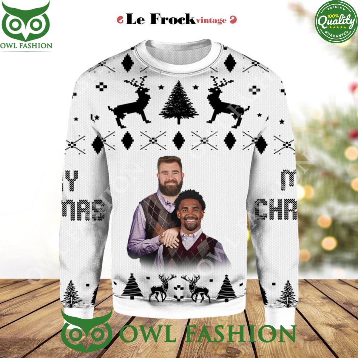 Jason Kelce Jalen Hurts Premium Ugly Christmas Sweater Jumper