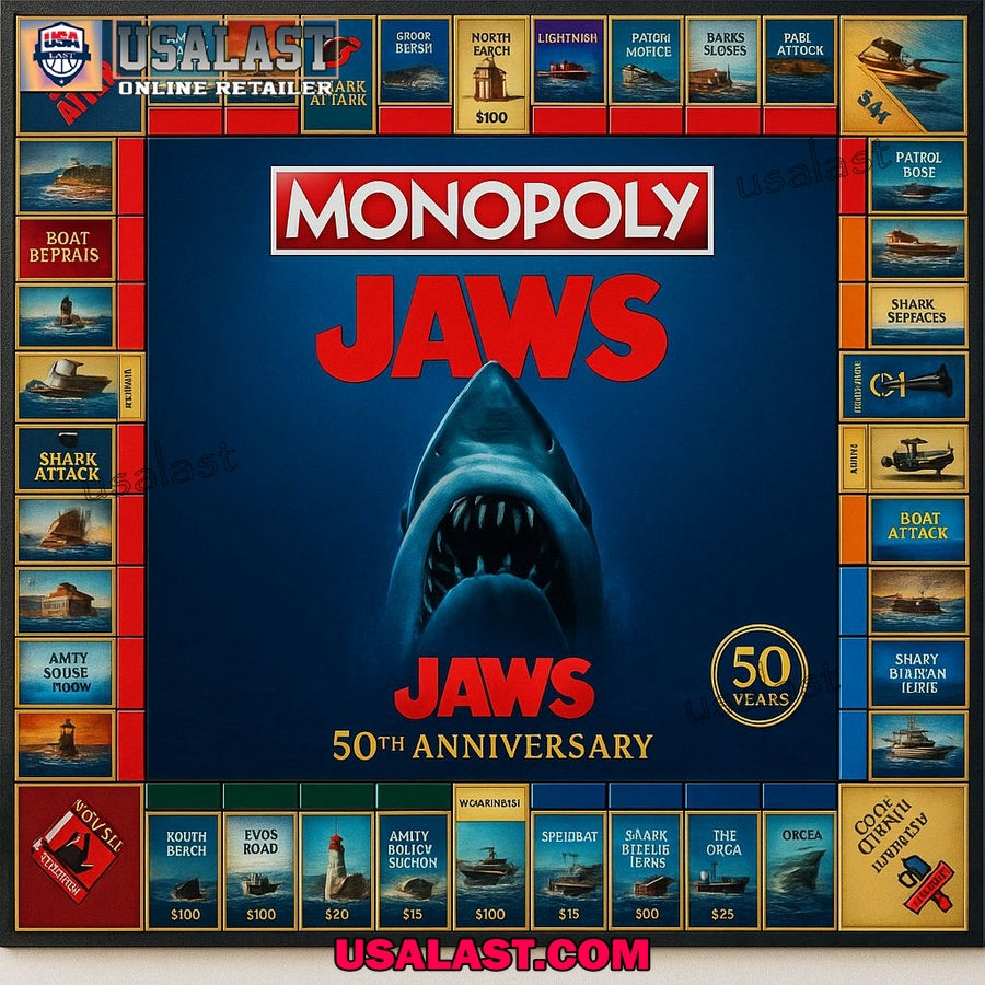 Jaws 50th Anniversary Edition Monopoly Board Game