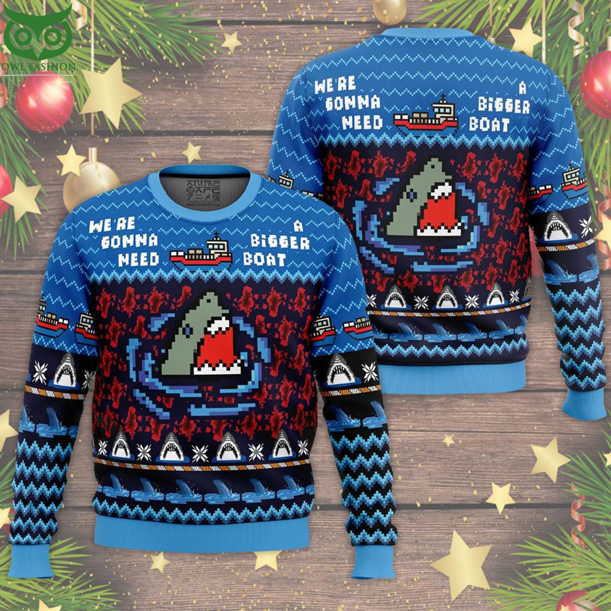 Jaws Horror Movie Need A Bigger Boat Ugly Christmas Sweater