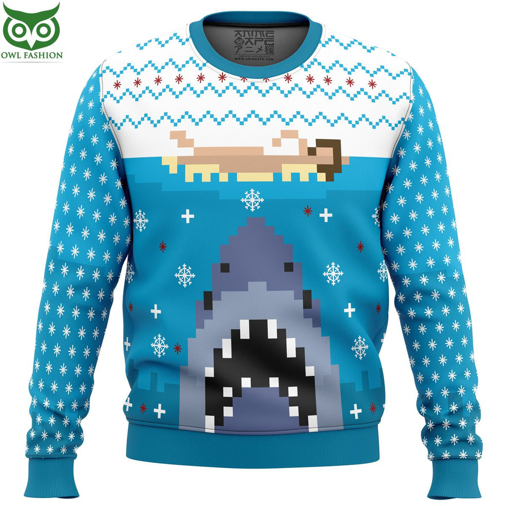 Jaws White Blue Ugly Christmas Sweater