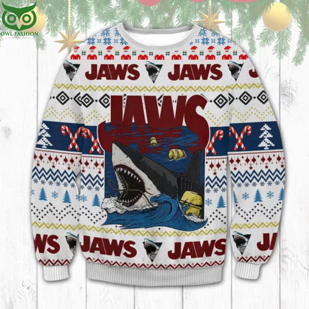 Jaws White Christmas Ugly Sweater