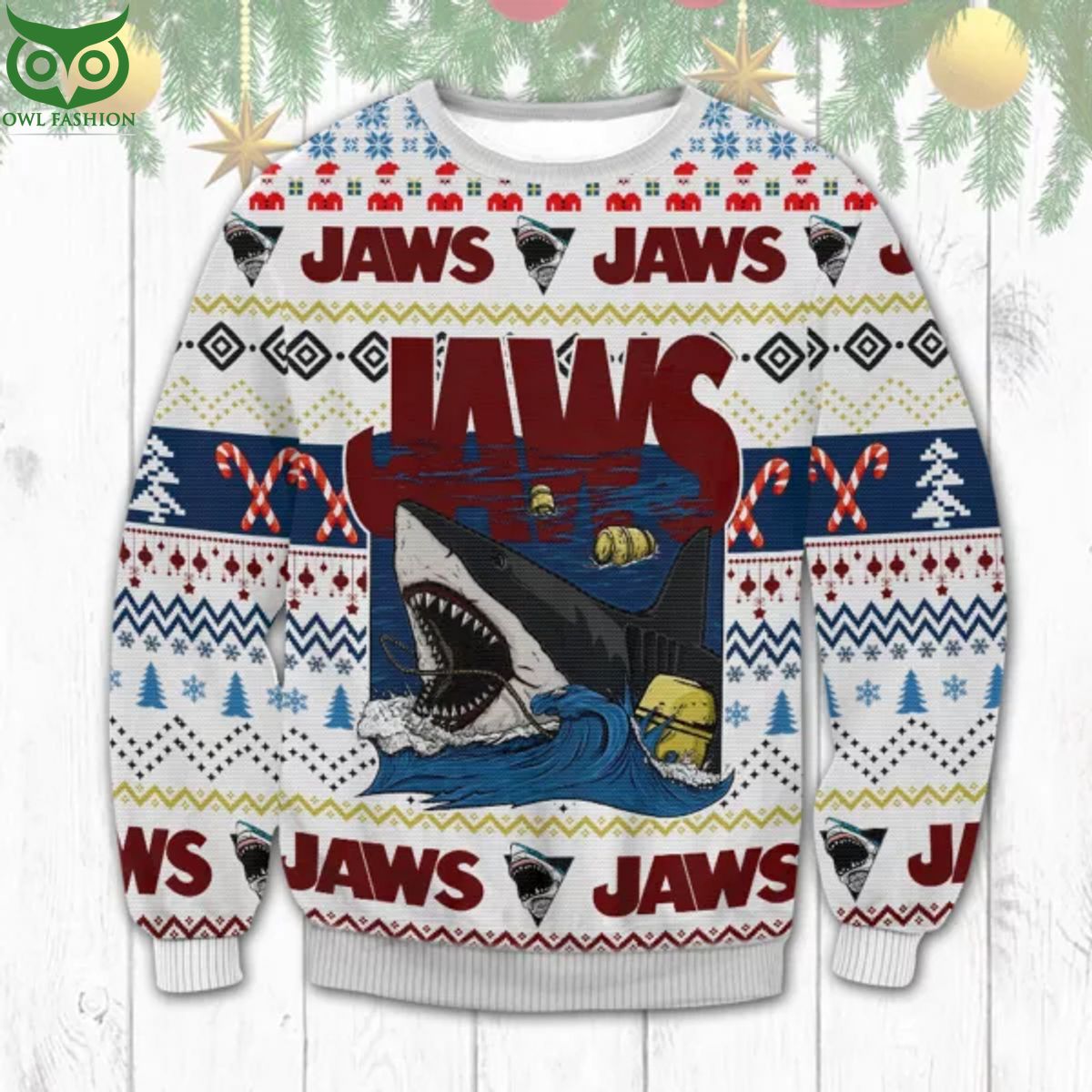 Jaws White Christmas Ugly Sweater
