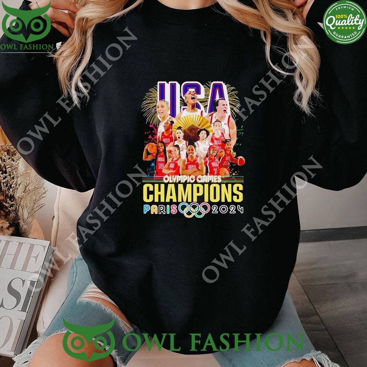 Paris 2024 Usa Womans Basketball Team Olympic Games Champions Shirt