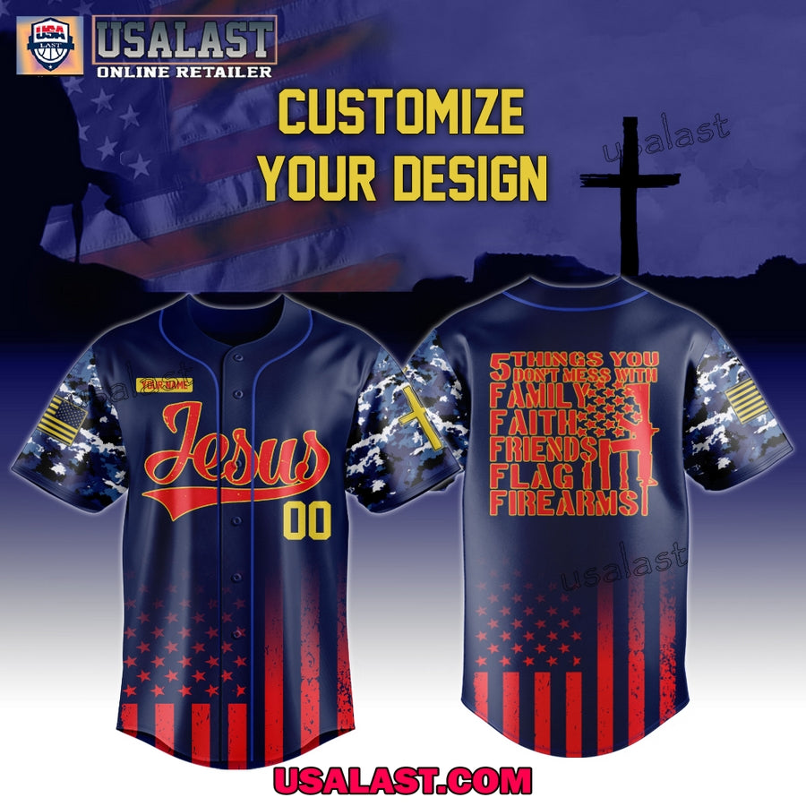 Jesus 5 Things You Don’t Mess With Baseball Jersey Shirt