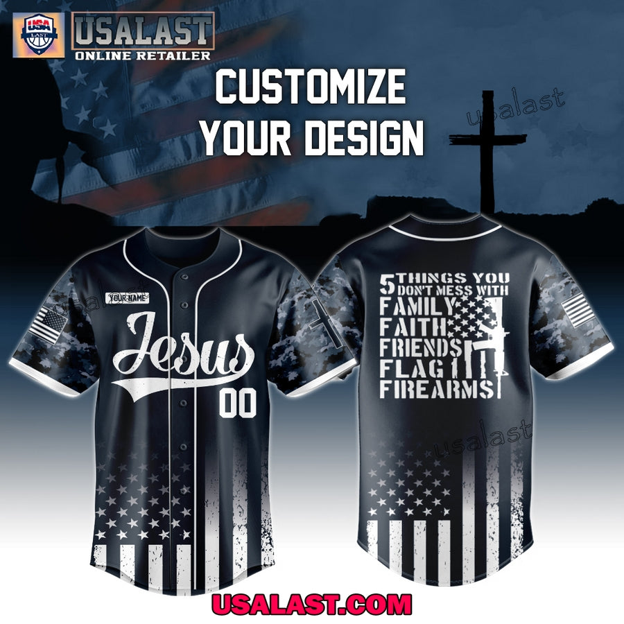 Jesus 5 Things You Don’t Mess With Baseball Jersey Shirt