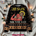 Jesus has Your Back Satan Ugly Christmas Sweater