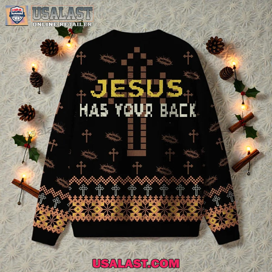 Jesus has Your Back Satan Ugly Christmas Sweater