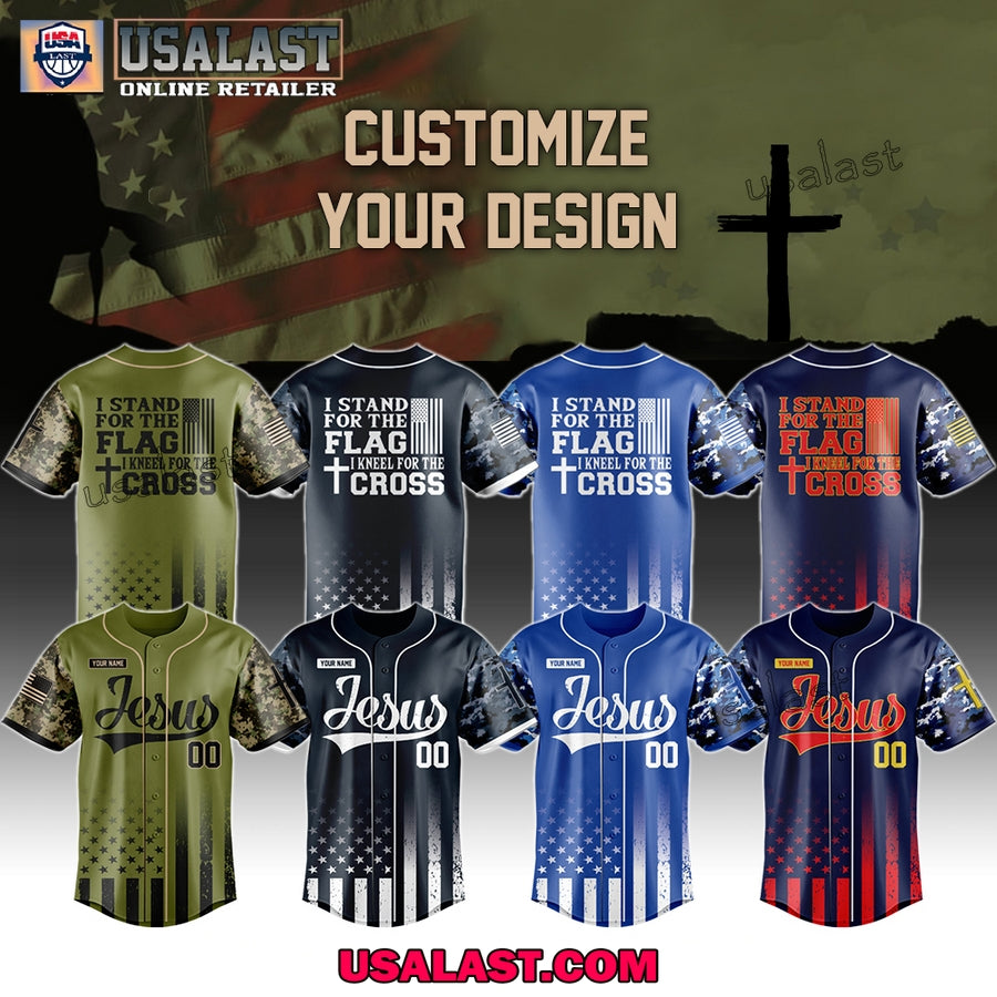 Jesus I Stand For The Flag Kneel For The Cross Baseball Jersey Shirt