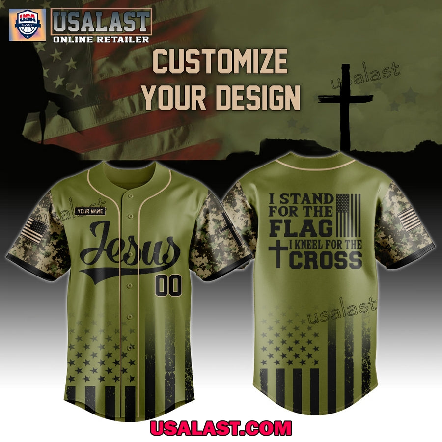 Jesus I Stand For The Flag Kneel For The Cross Baseball Jersey Shirt