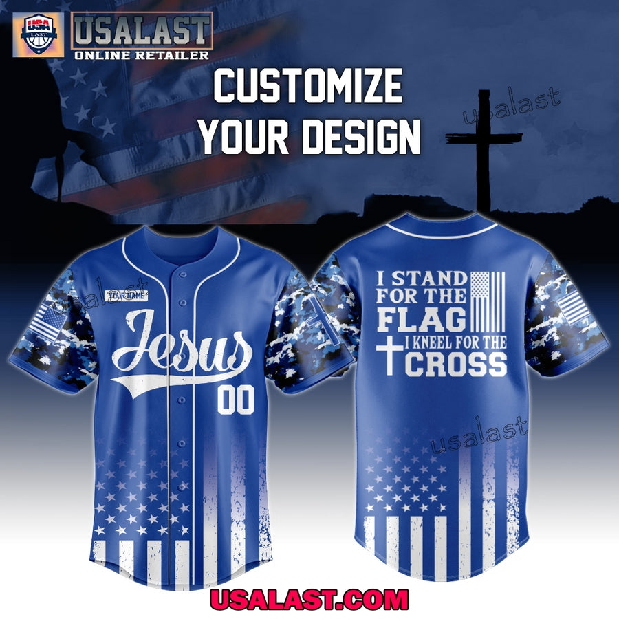 Jesus I Stand For The Flag Kneel For The Cross Baseball Jersey Shirt