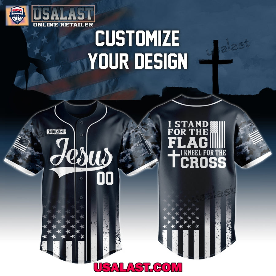 Jesus I Stand For The Flag Kneel For The Cross Baseball Jersey Shirt