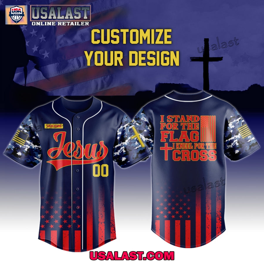 Jesus I Stand For The Flag Kneel For The Cross Baseball Jersey Shirt