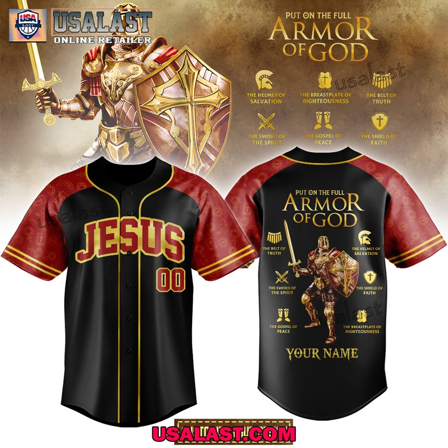 Jesus Put On The Full Armor Of God Red Baseball Jersey Shirt