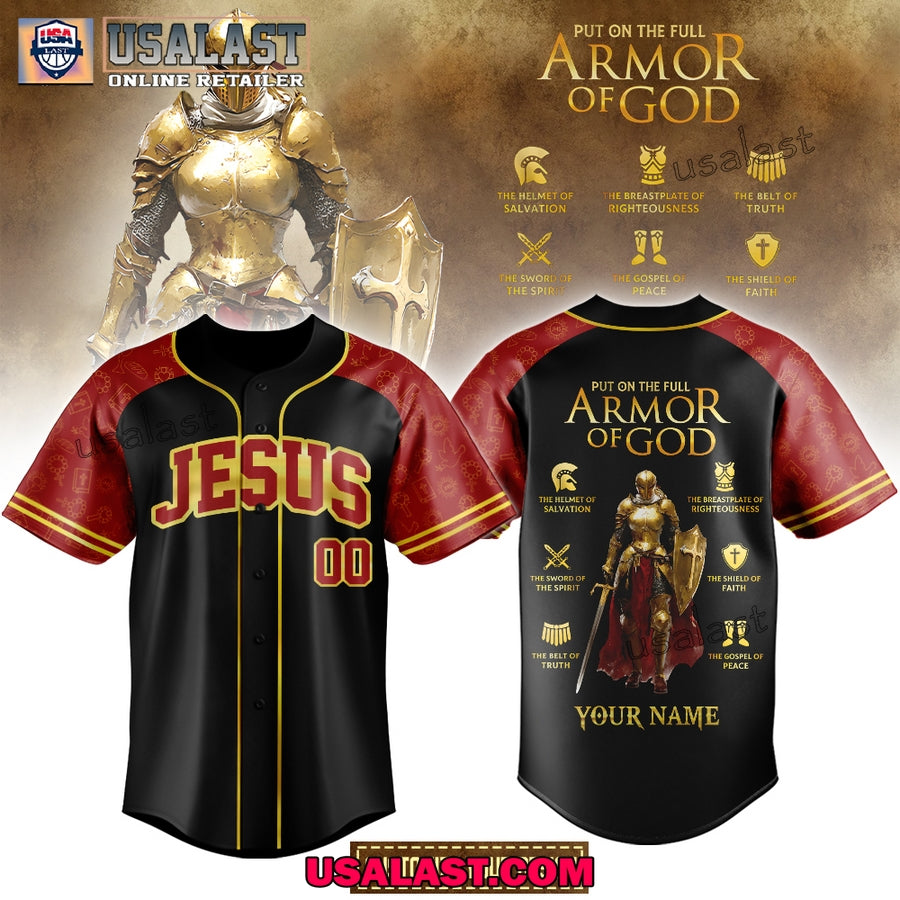 Jesus Put On The Full Armor Of God Red Baseball Jersey Shirt