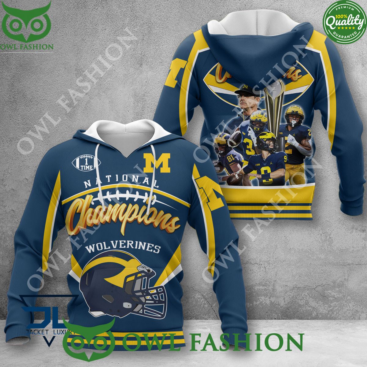 Jim harbaugh Michigan Wolverines 1 time Champions National 2023 hoodie shirt