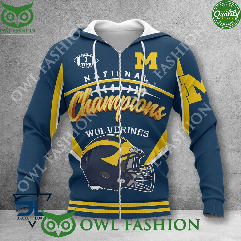 Jim harbaugh Michigan Wolverines 1 time Champions National 2023 hoodie shirt