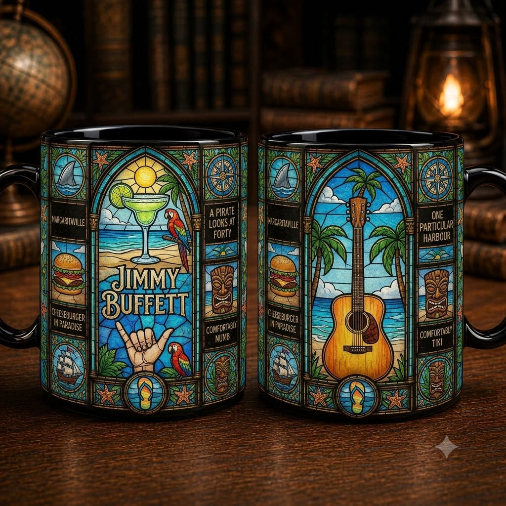 Jimmy Buffett Stained Glass Accent Mug