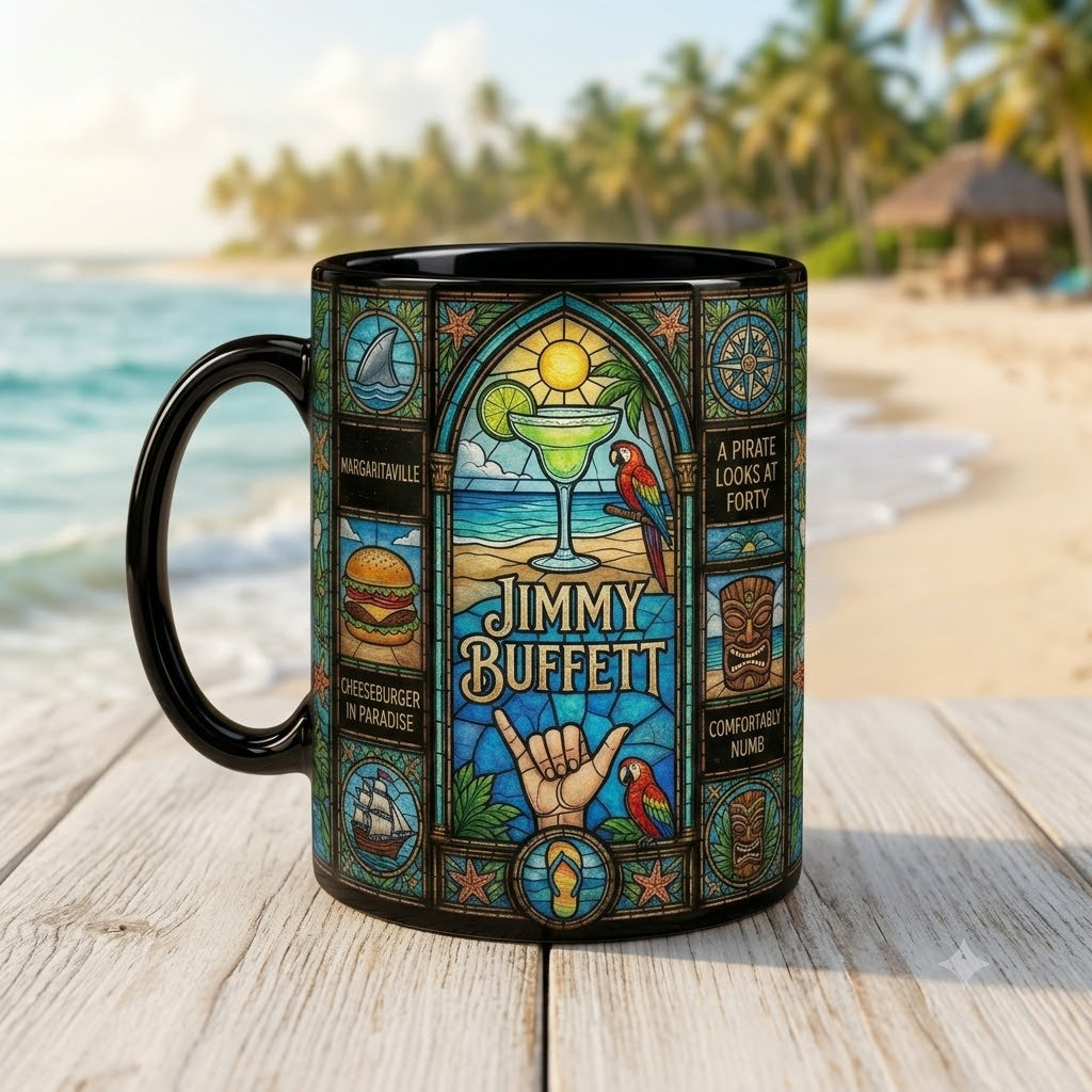 Jimmy Buffett Stained Glass Accent Mug