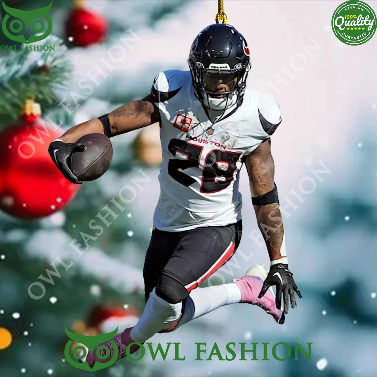 Joe Mixon 28 plays running back for the Houston Texans plastic ornament