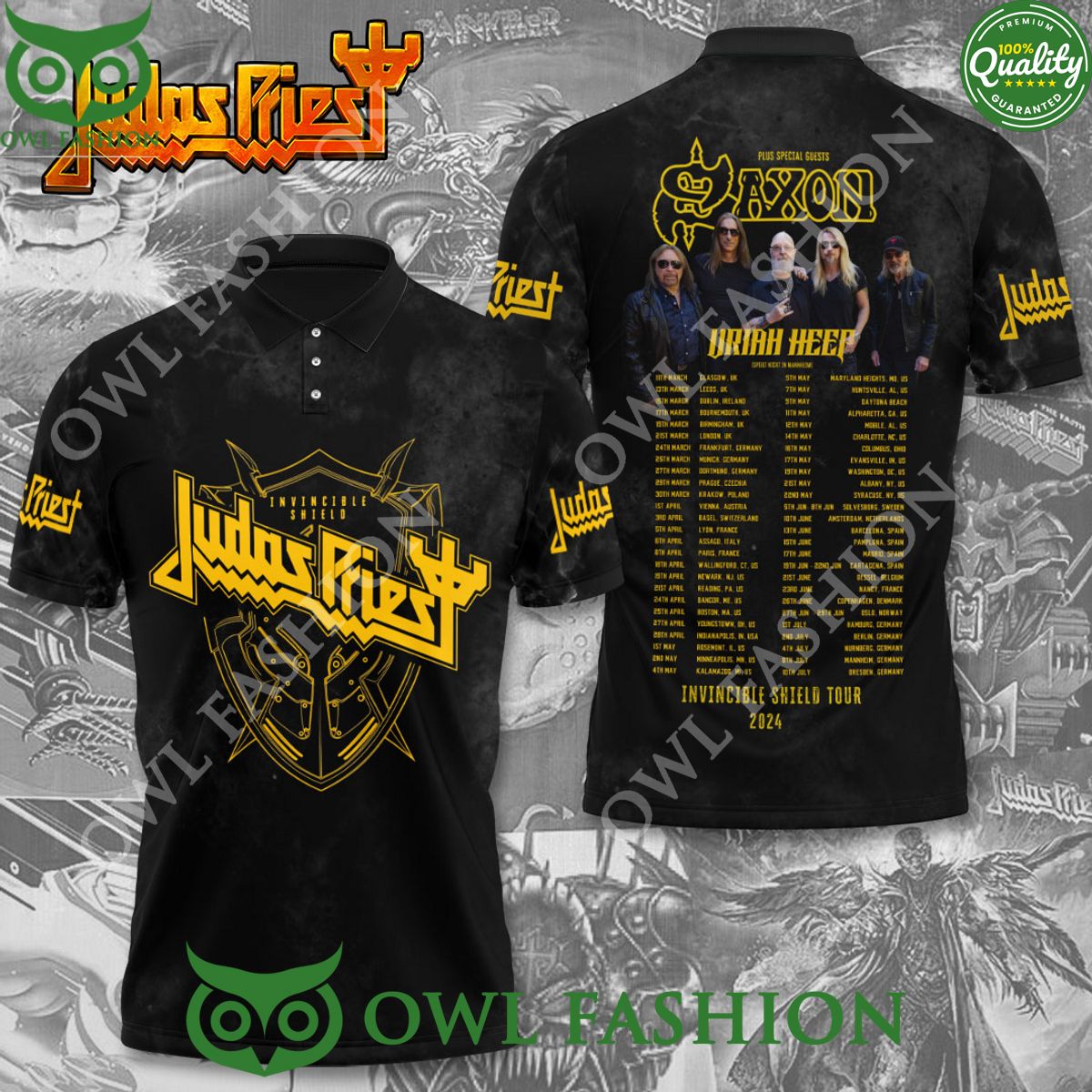 Judas Priest 3D Saxon Uriah Heep Tour 2024 3d t shirt