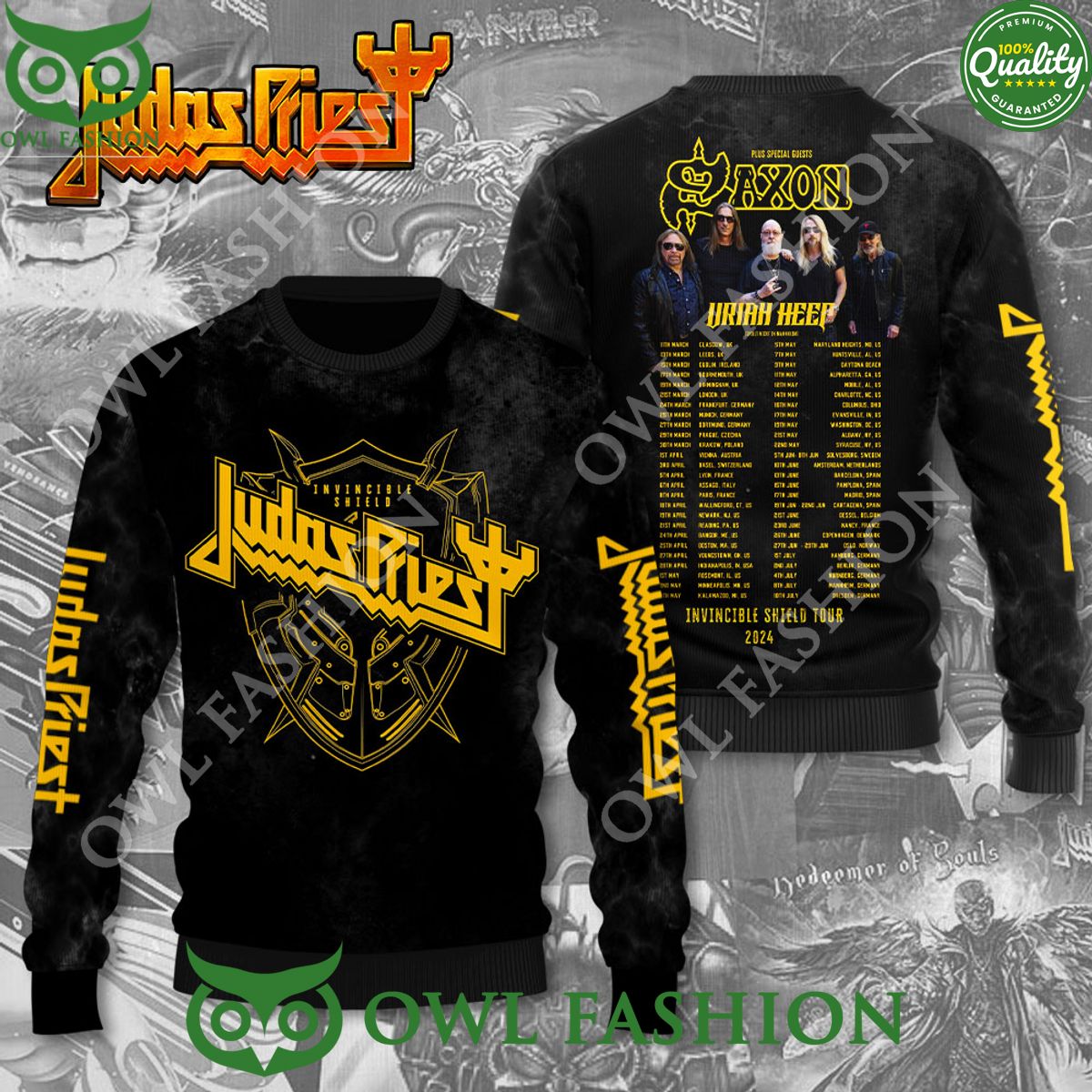 Judas Priest 3D Saxon Uriah Heep Tour 2024 3d t shirt