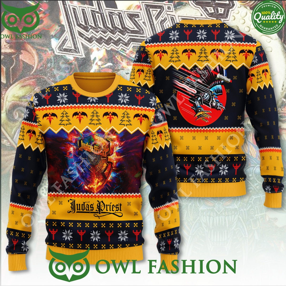 Judas Priest Invincible Shield Album 3D Ugly Sweater
