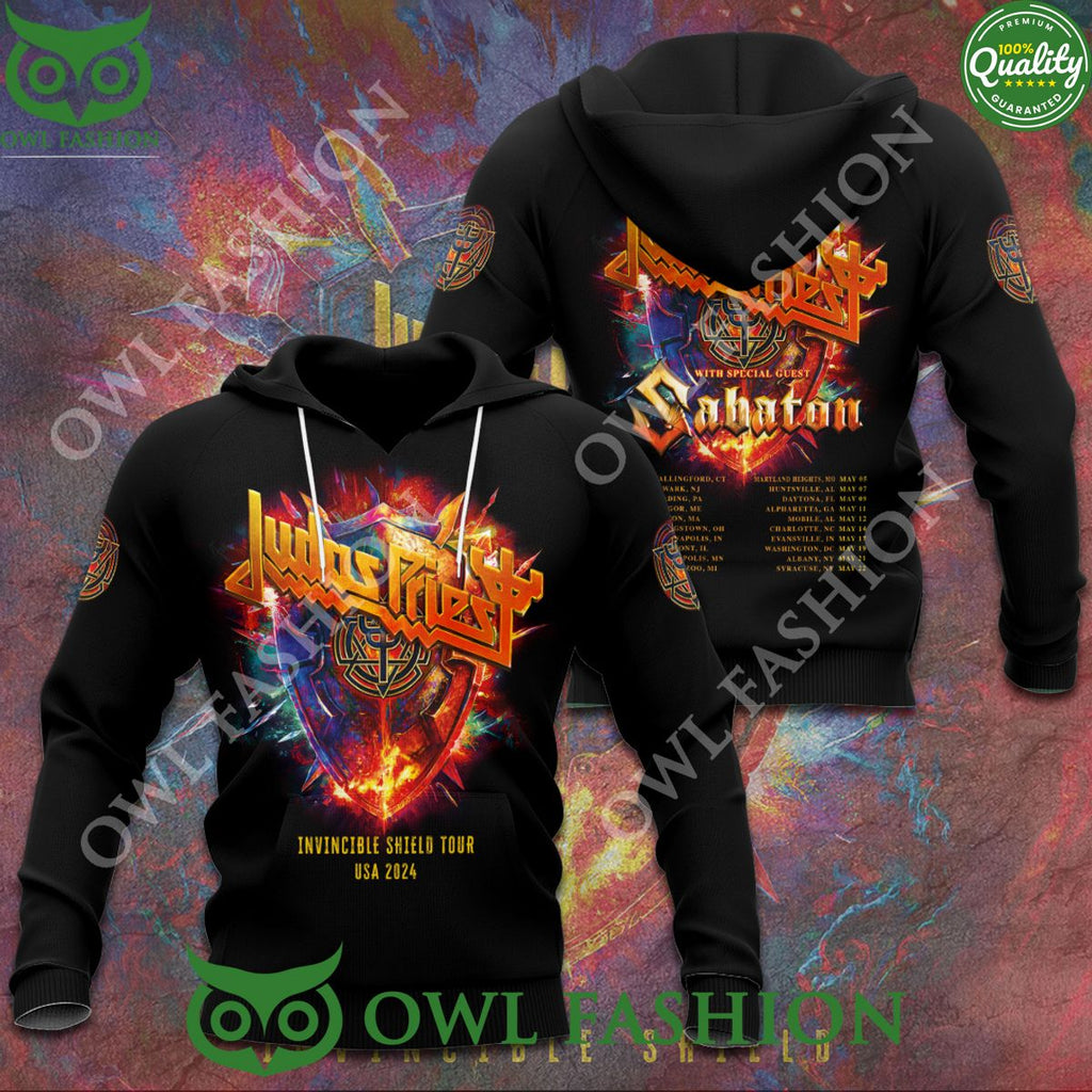 Judas Priest Invincible Shield Tour USA 2024 Schedule 3D T-shirt