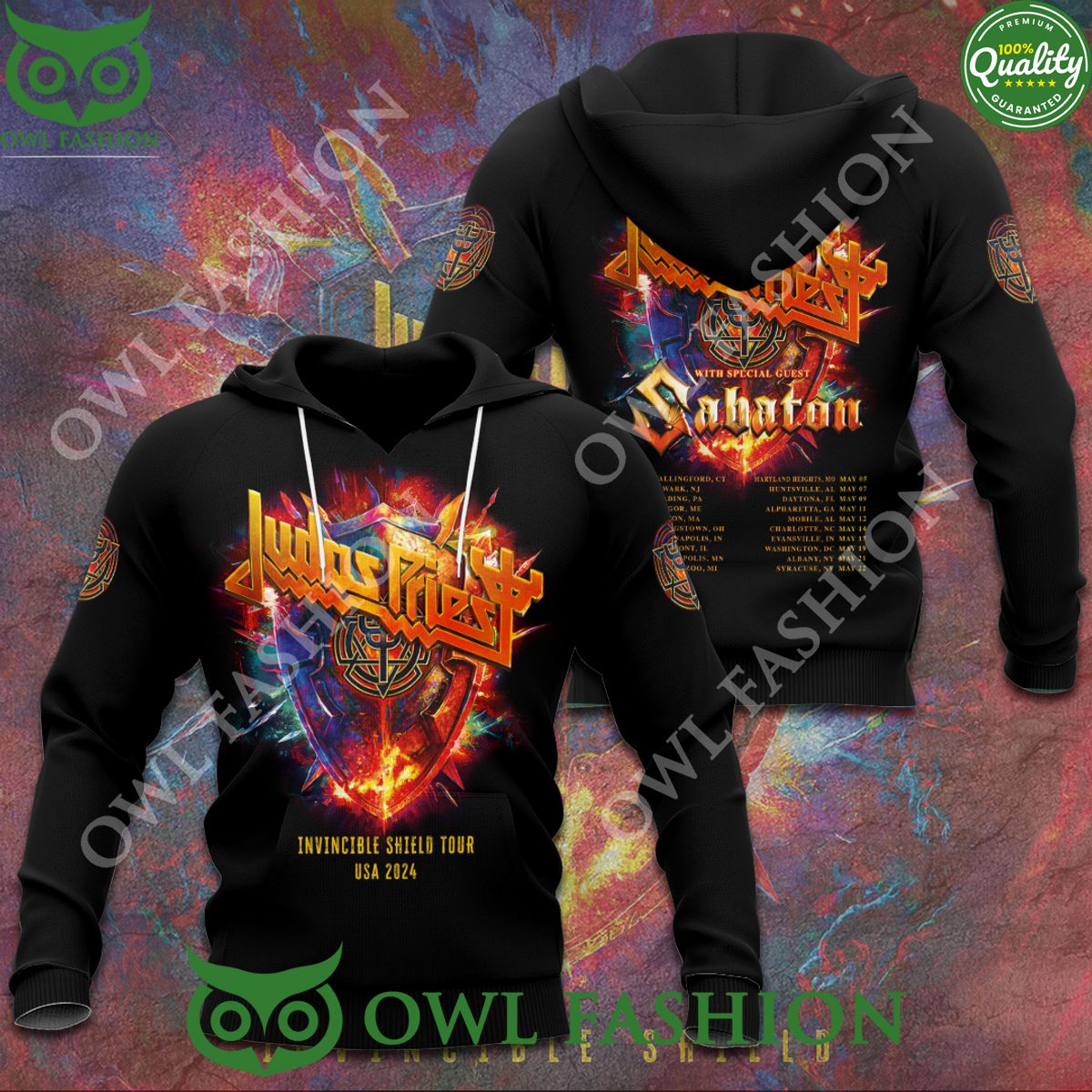Judas Priest Invincible Shield Tour USA 2024 Schedule 3D T-shirt