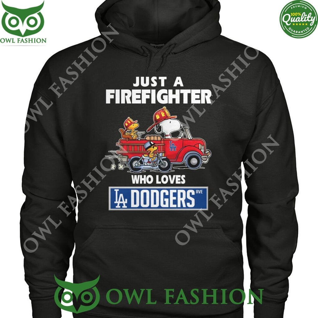 Just a firefighter snooby who loves LA Dodgers baseball toon t shirt