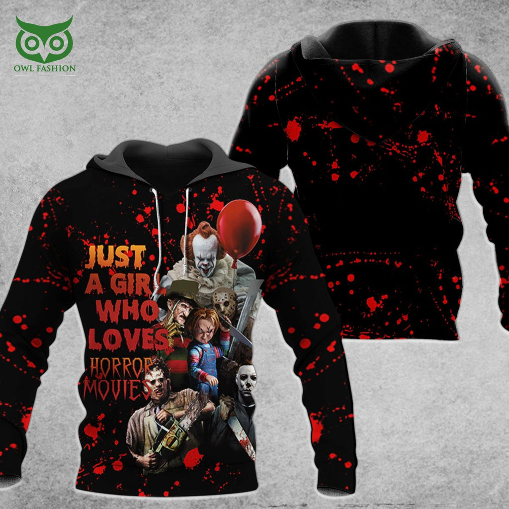 Just A Girl Who Loves Horror Movies Horror Characters Halloween 3D Hoodie