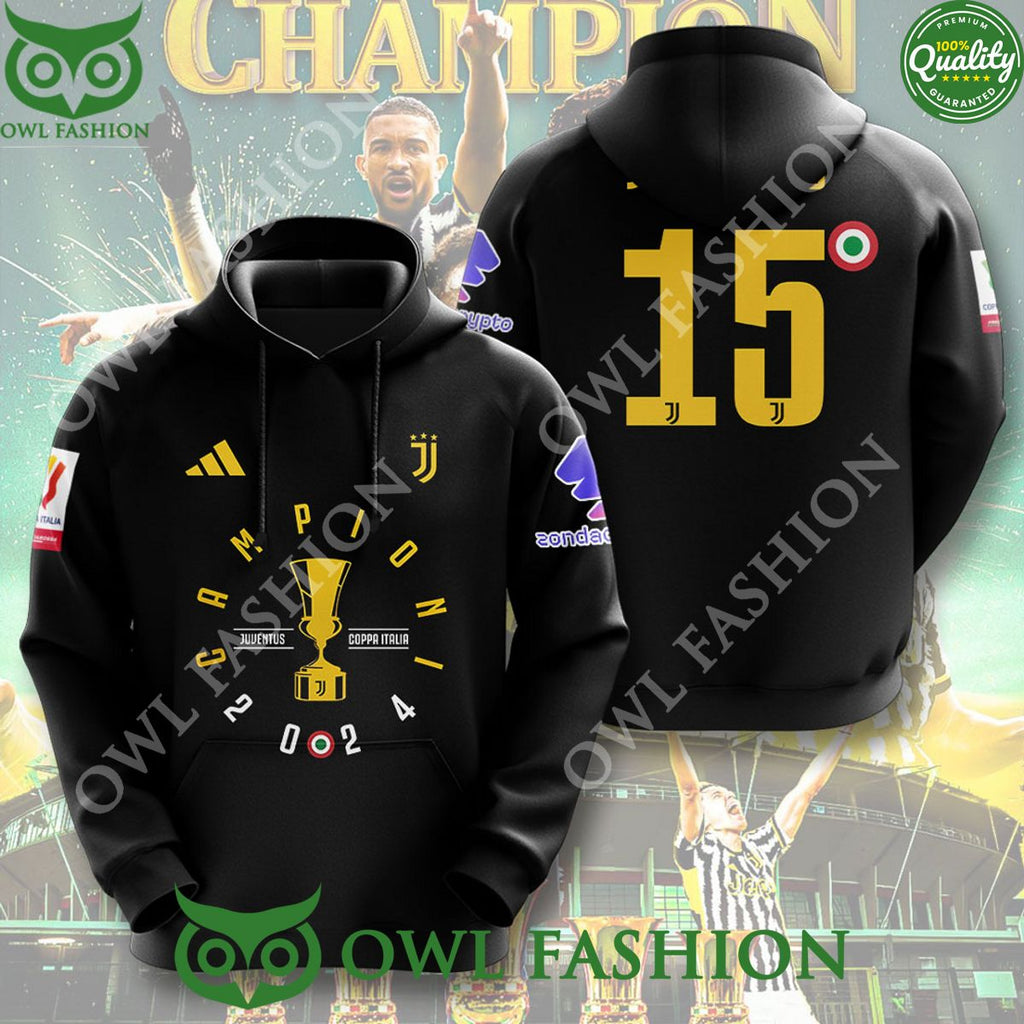 Juventus FC 15 Campioni 2024 black 3D t shirt