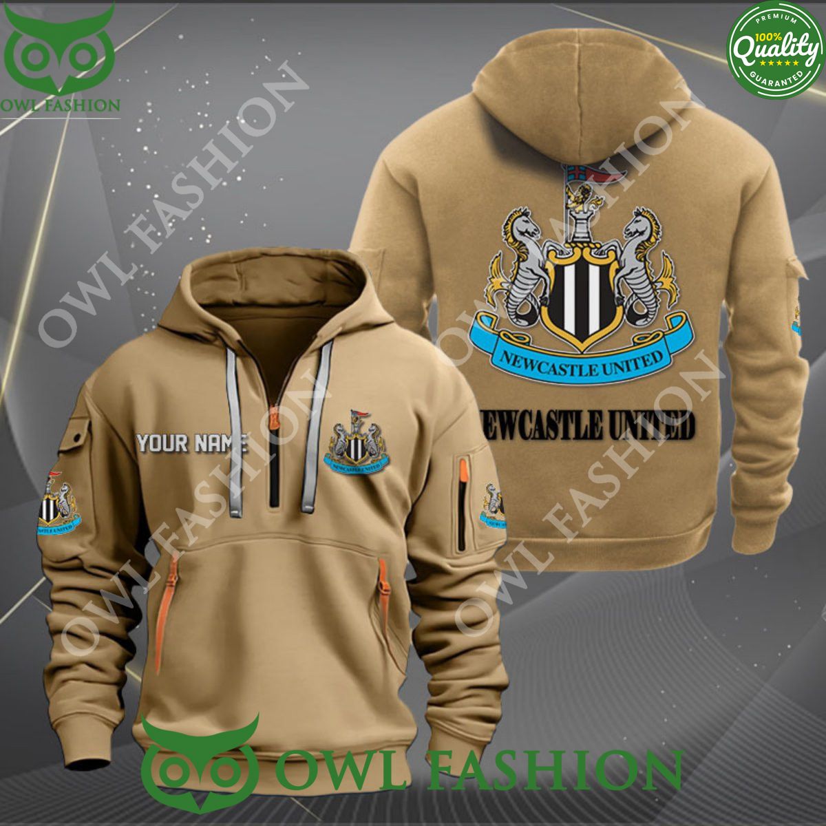 Newcastle United Premier League Customized Quarter Zip Hoodie
