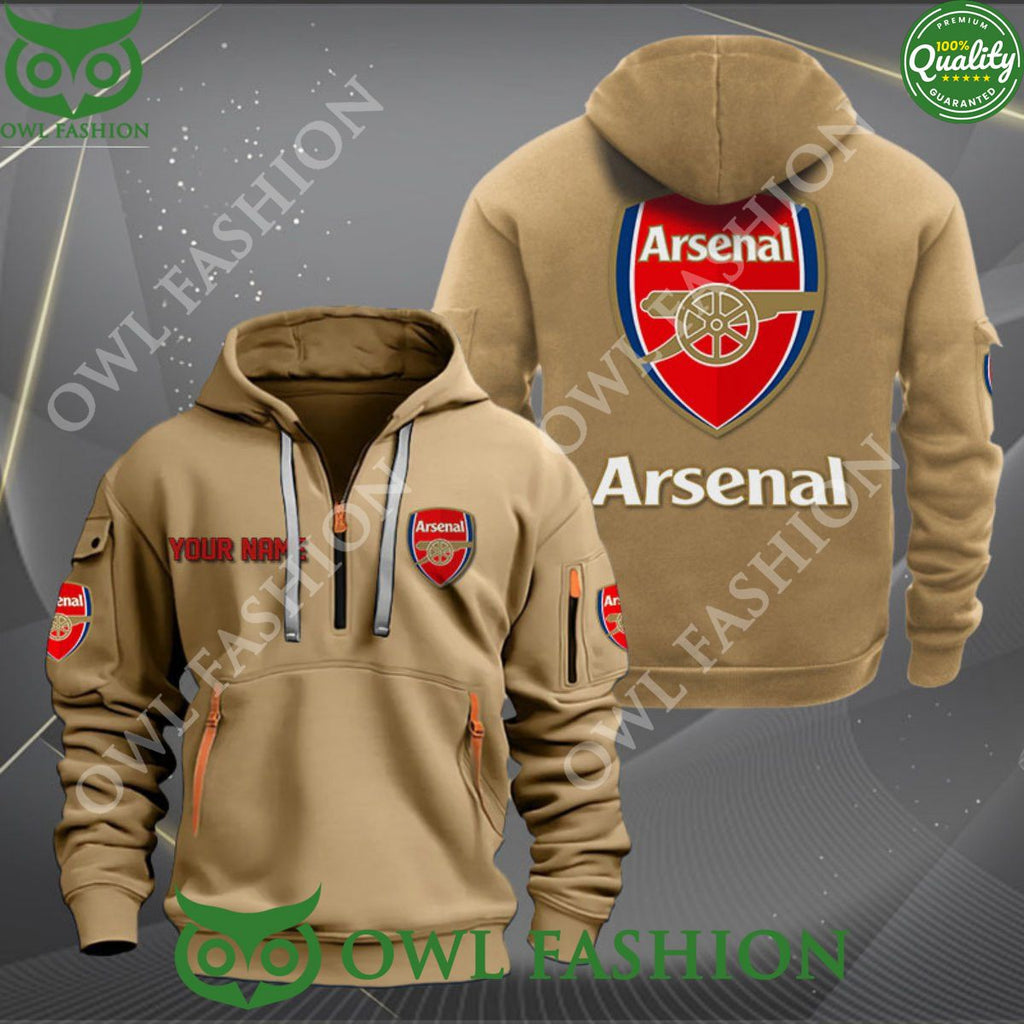 Arsenal FC Custom name Premier League Quarter Zip Hoodie