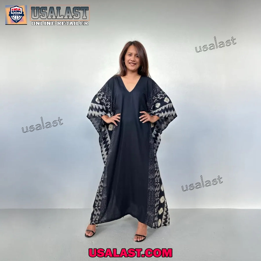Kaftan Dress For Resort Wear, Tropical Vacation Dress, Black Plus Size Kaftan