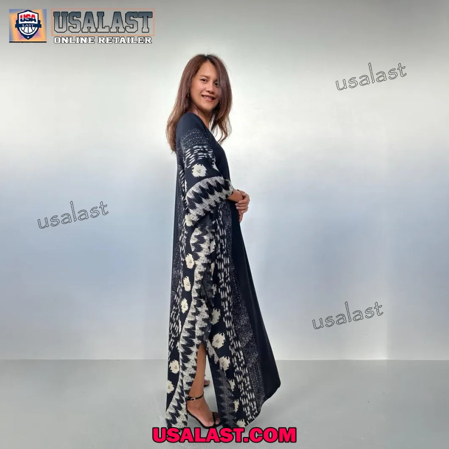 Kaftan Dress For Resort Wear, Tropical Vacation Dress, Black Plus Size Kaftan