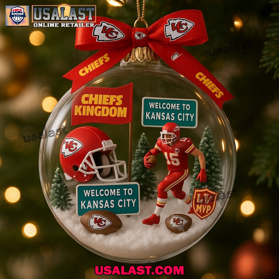 Kansas City Chiefs Clear Plastic Ball Christmas Ornament