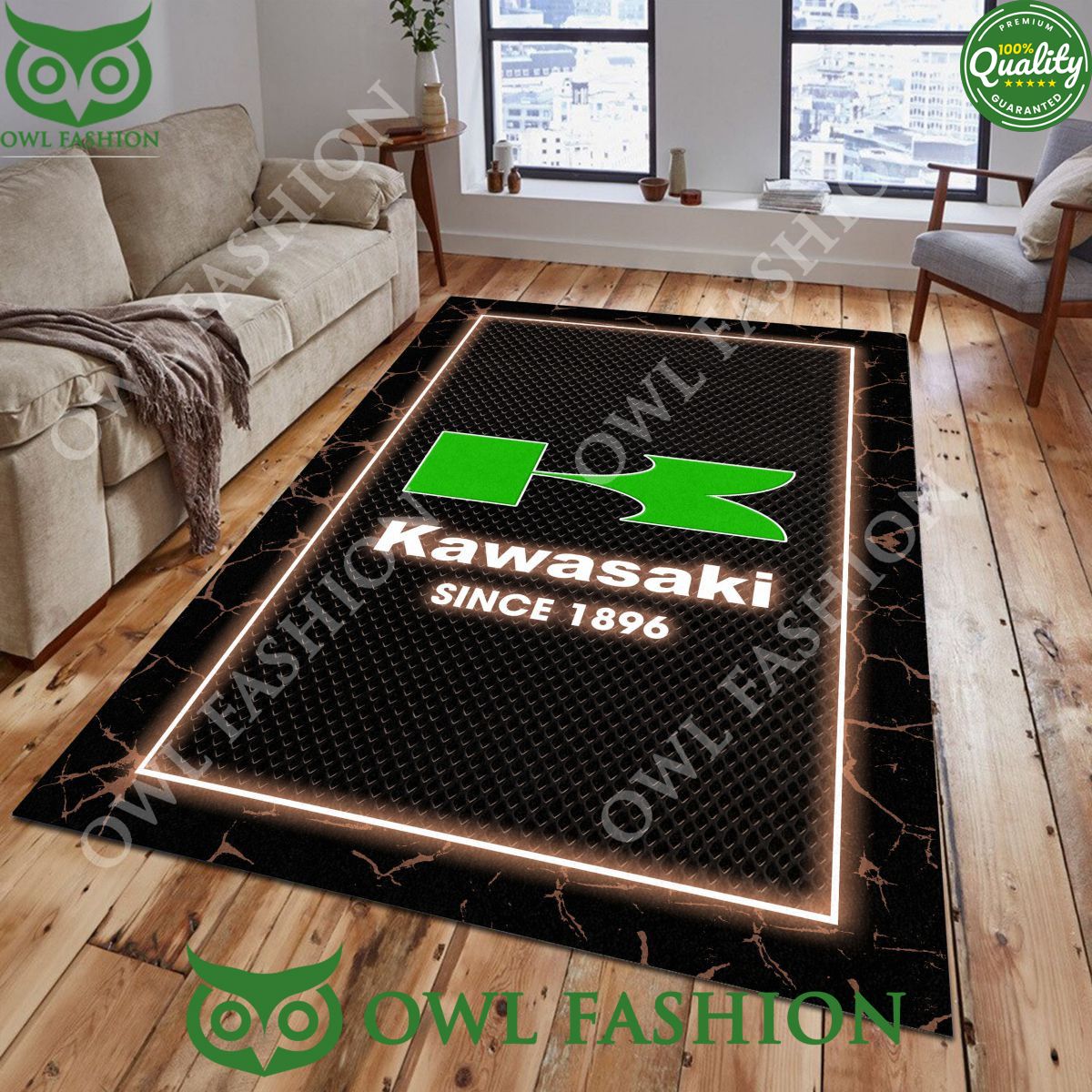 Kawasaki Japanese Motor Custom Color Living Room Carpet Rug