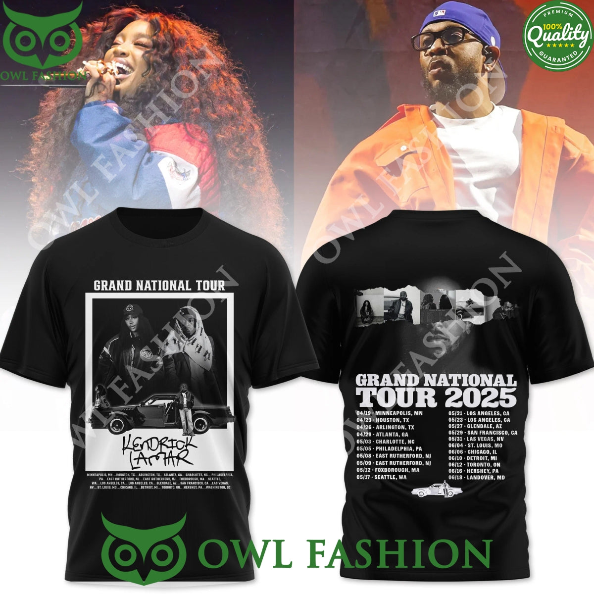 Kendrick Lamar Grand National Tour Schedule 2025 Black 3D t Shirt