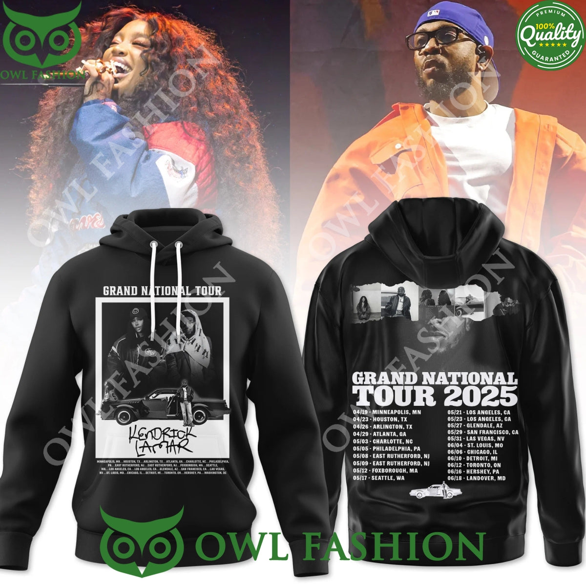 Kendrick Lamar Grand National Tour Schedule 2025 Black 3D t Shirt