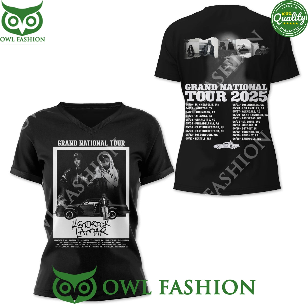 Kendrick Lamar Grand National Tour Schedule 2025 Black 3D t Shirt