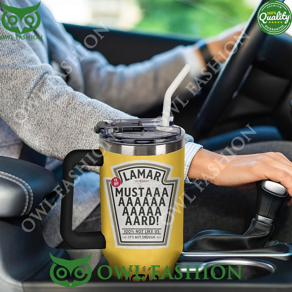 Kendrick Lamar TV Off Mustard Must AARD 40oz Tumbler With Handle