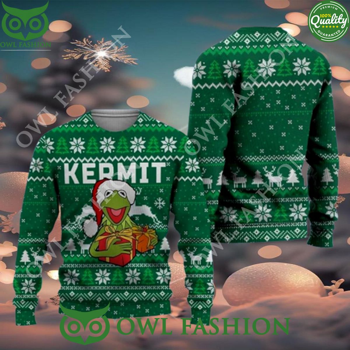 Kermit The Frog Muppet Merry Christmas Ugly Sweater Jumper