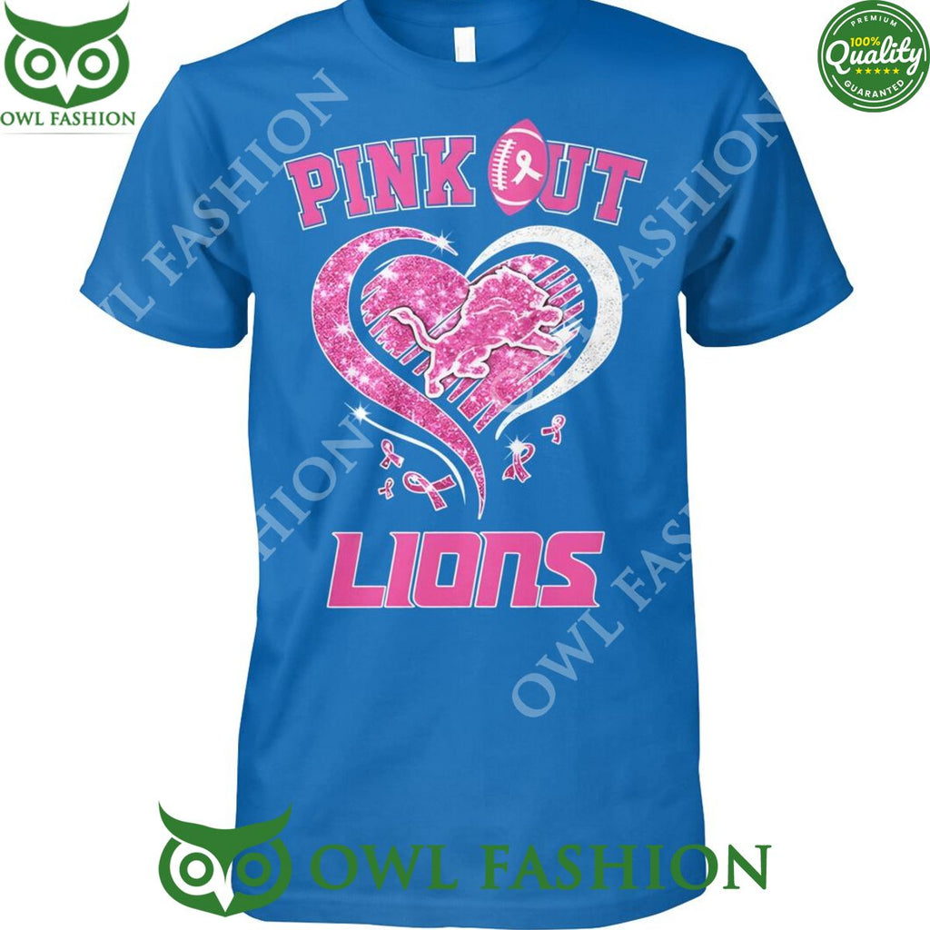 Pink out Lions Autism heart t shirt