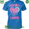 Pink out Lions Autism heart t shirt
