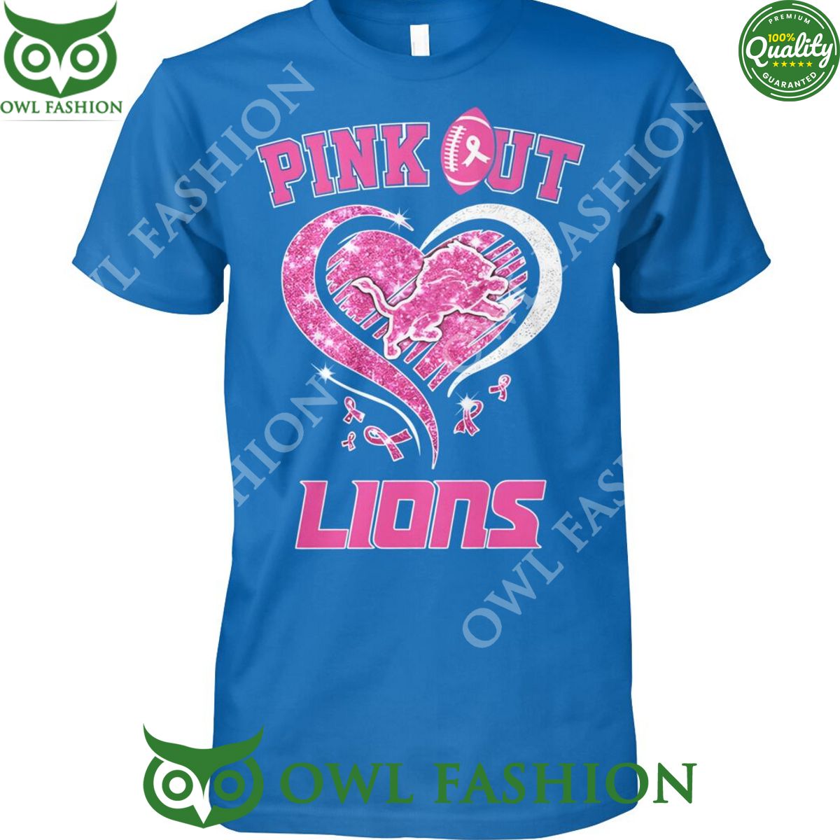 Pink out Lions Autism heart t shirt